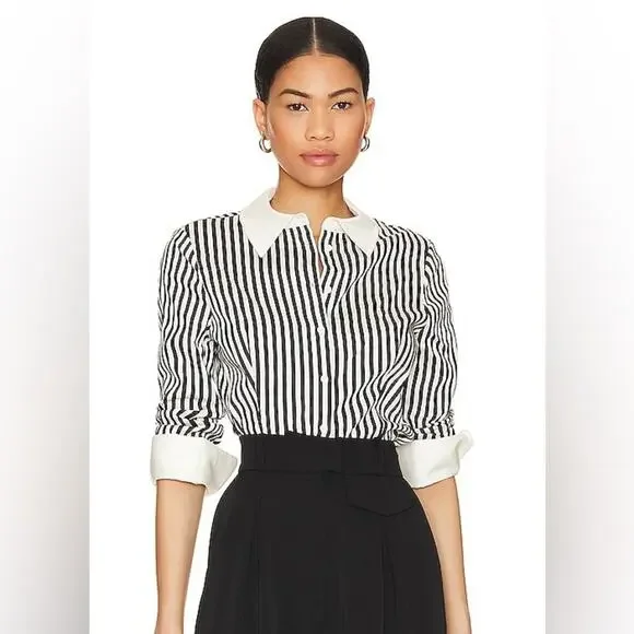 Alice + Olivia Melia Fitted Button Down Top L - Picture 8 of 8